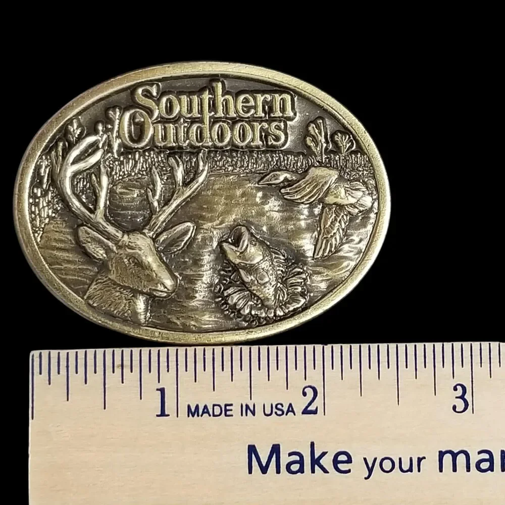 Belt Buckle 1986 Brass Southern Outdoors Fishing Hunting Great American Buckle C